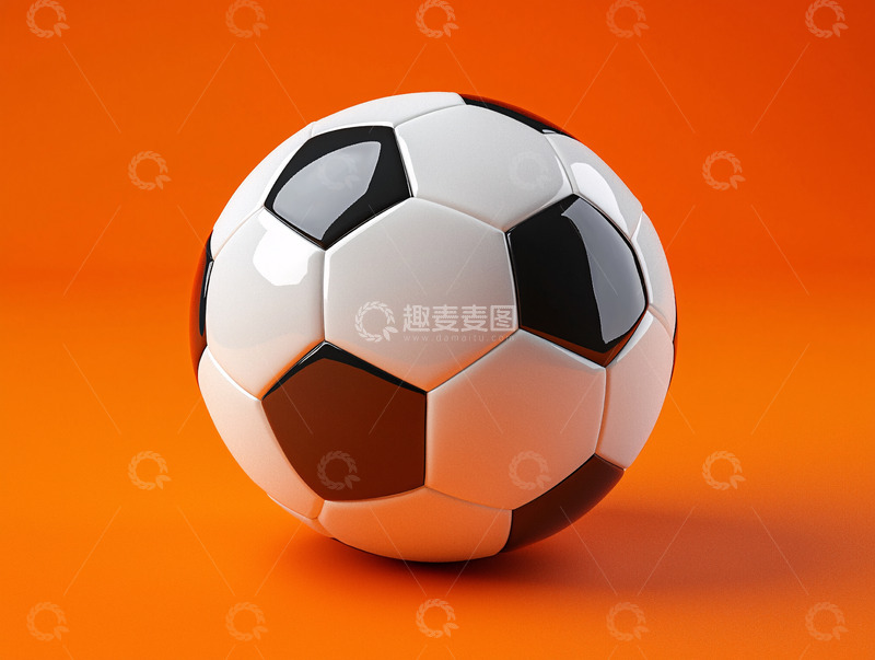 高清大图下载【趣麦麦图】橙色背景上的黑白足球