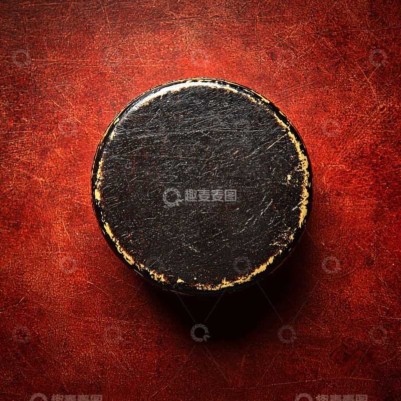 高清大图下载【趣麦麦图】黑色圆形物体在红色皮革上