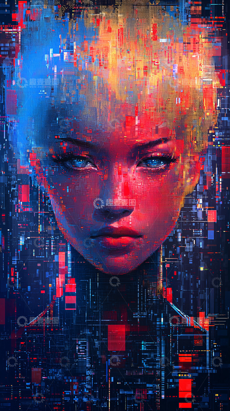 高清大图下载【趣麦麦图】抽象女性数字肖像
