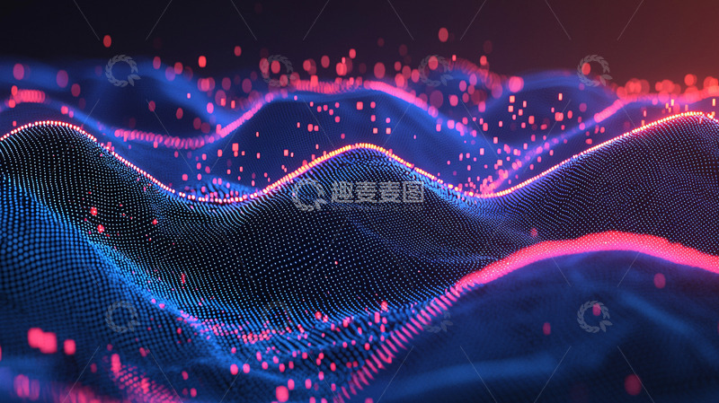 高清大图下载【趣麦麦图】粉色蓝色光波粒子流