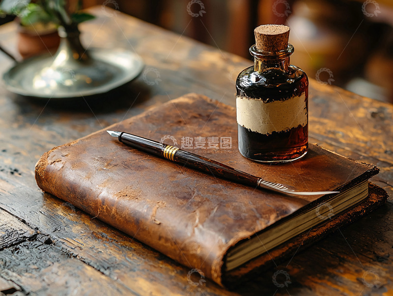 高清大图下载【趣麦麦图】复古皮质笔记本