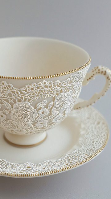 精美蕾丝花纹茶杯