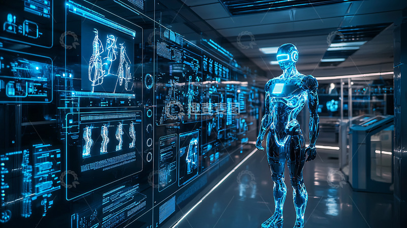 高清大图下载【趣麦麦图】未来科技感的人形机器人