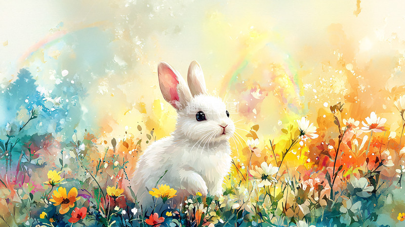 高清大图下载【趣麦麦图】水彩兔子
