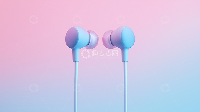 高清大图下载【趣麦麦图】粉色蓝色渐变背景耳机