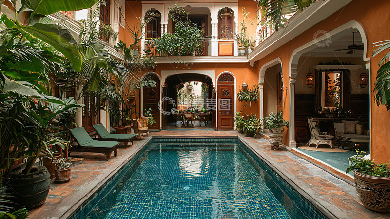 高清大图下载【趣麦麦图】室内泳池庭院
