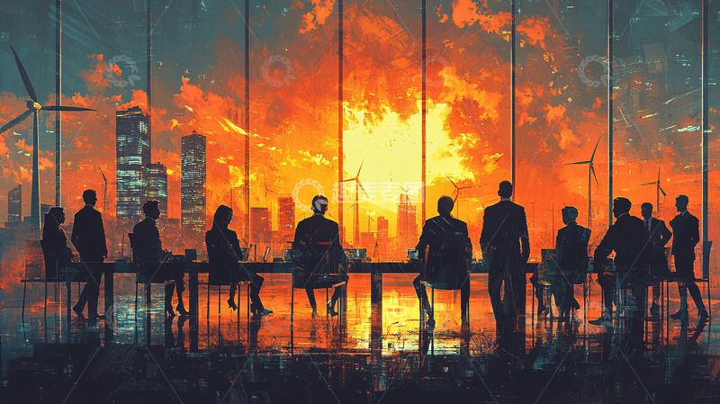 高清大图下载【趣麦麦图】城市火灾会议