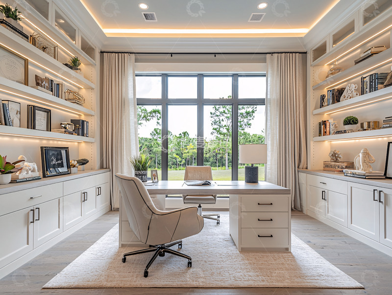 高清大图下载【趣麦麦图】明亮宽敞的现代化书房