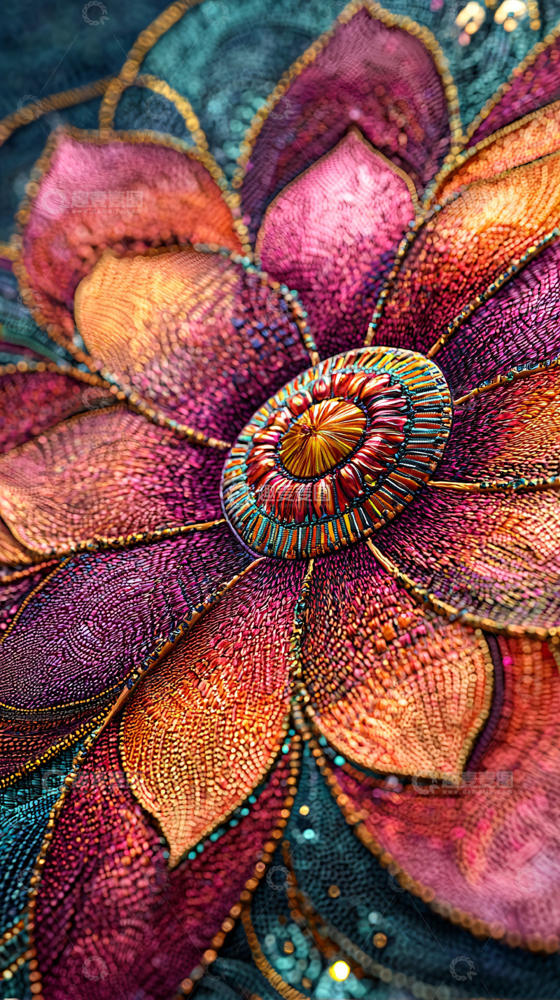 高清大图下载【趣麦麦图】色彩绚丽的花朵刺绣