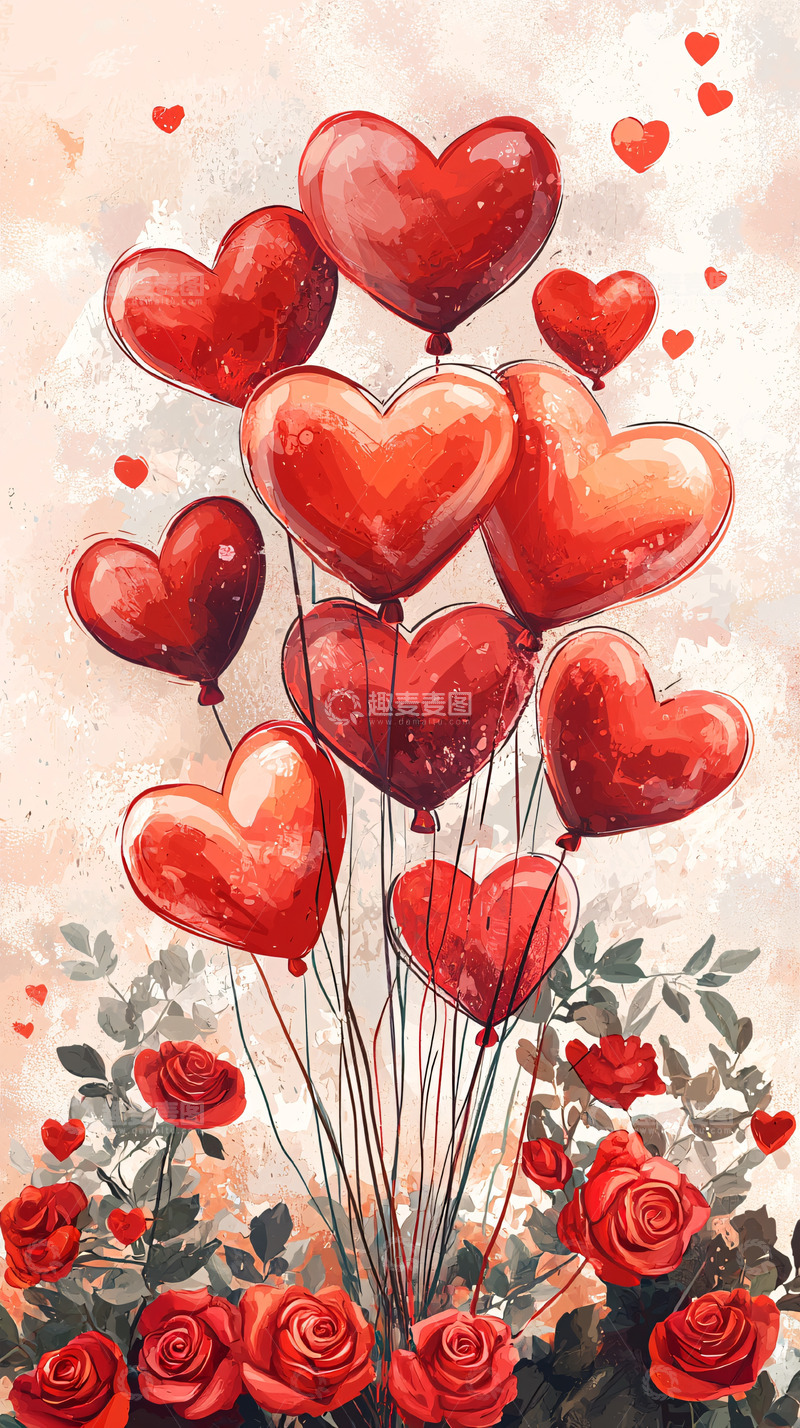 高清大图下载【趣麦麦图】爱心气球
