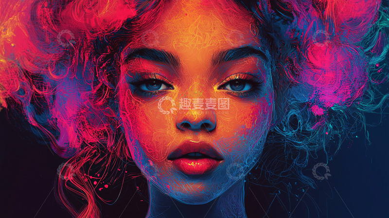 高清大图下载【趣麦麦图】彩色梦幻女性肖像