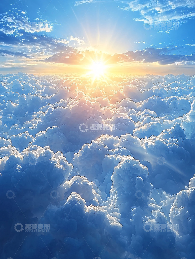 高清大图下载【趣麦麦图】阳光穿透云层的美景