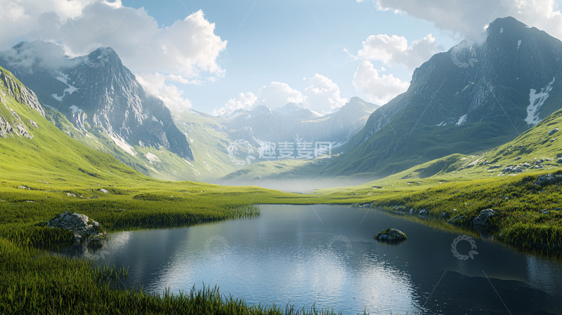 高清大图下载【趣麦麦图】山脉湖泊草原风景