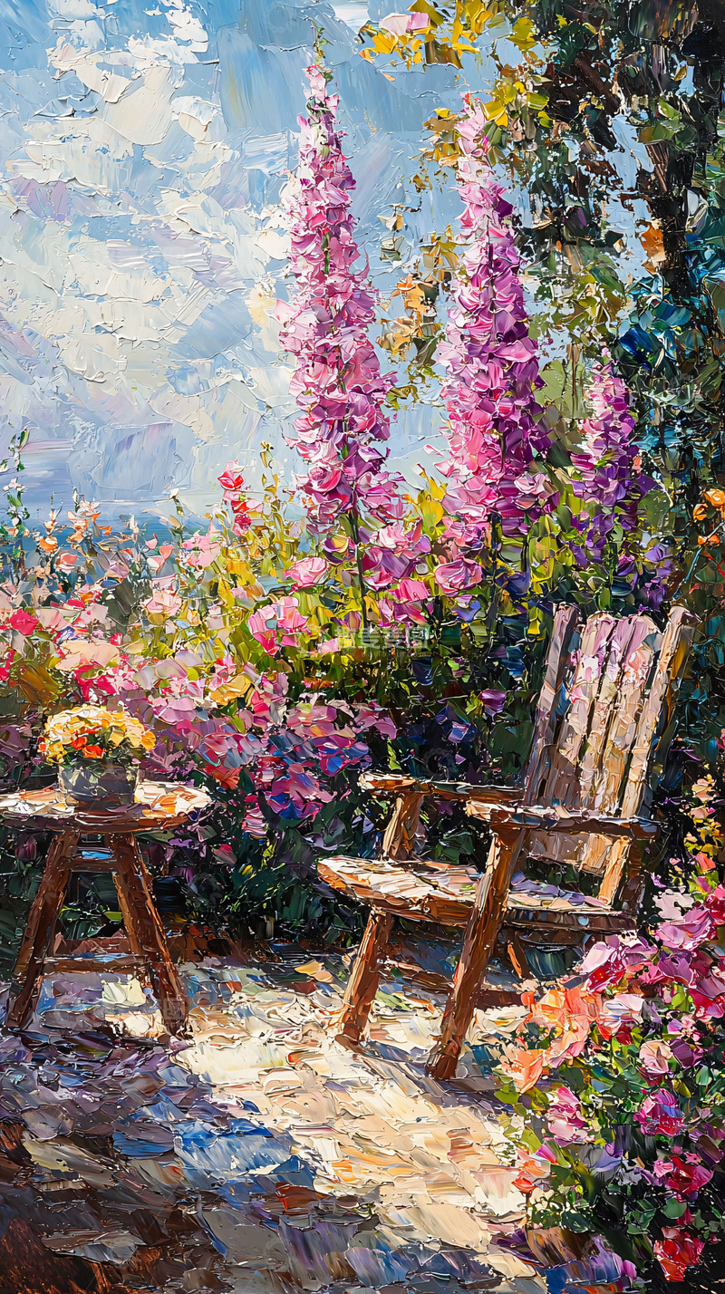 高清大图下载【趣麦麦图】阳光花园写意油画
