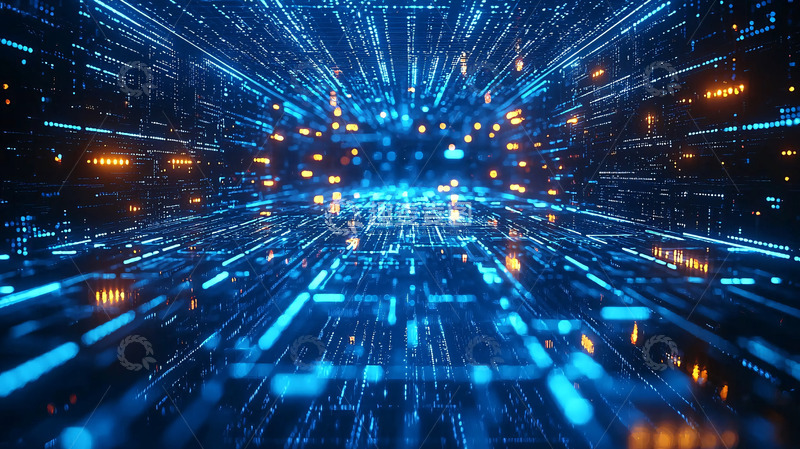 高清大图下载【趣麦麦图】蓝色科技感数据流