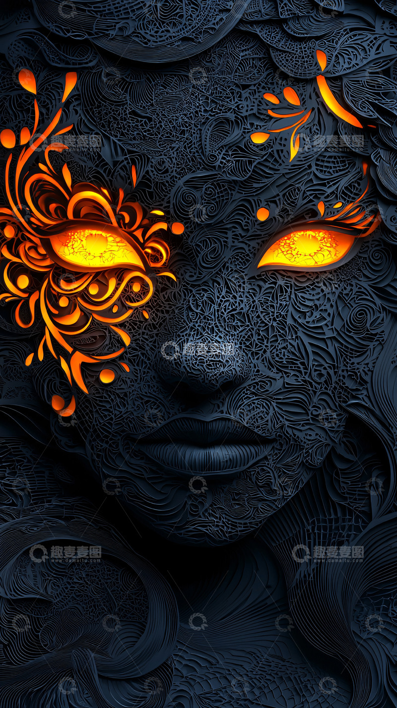 高清大图下载【趣麦麦图】黑暗熔岩女性面孔