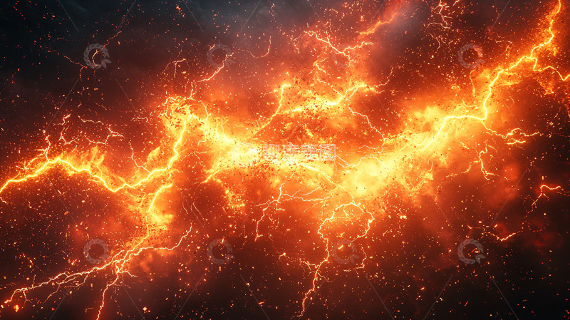 高清大图下载【趣麦麦图】火焰闪电交织背景