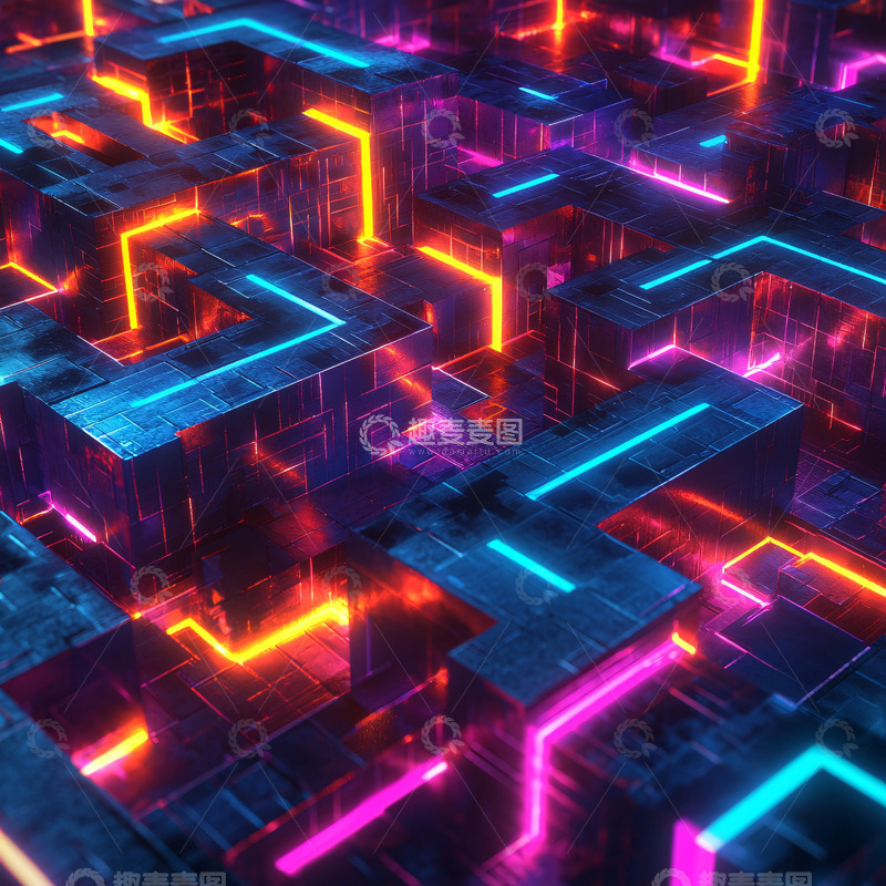 高清大图下载【趣麦麦图】科幻城市夜景霓虹灯