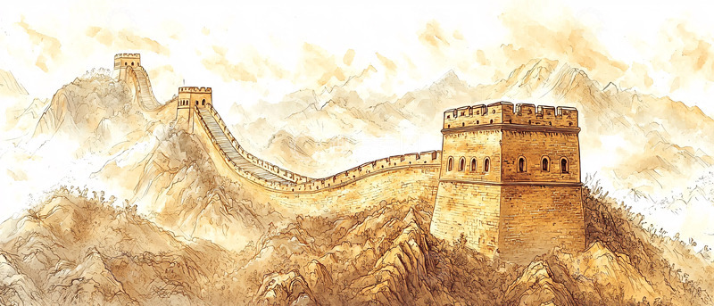 高清大图下载【趣麦麦图】长城水墨画