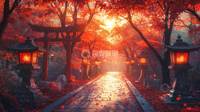 高清大图下载【趣麦麦图】红叶小路