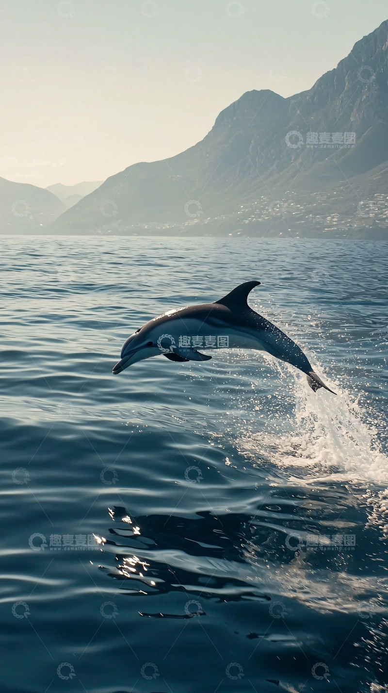 高清大图下载【趣麦麦图】海豚跃出水面
