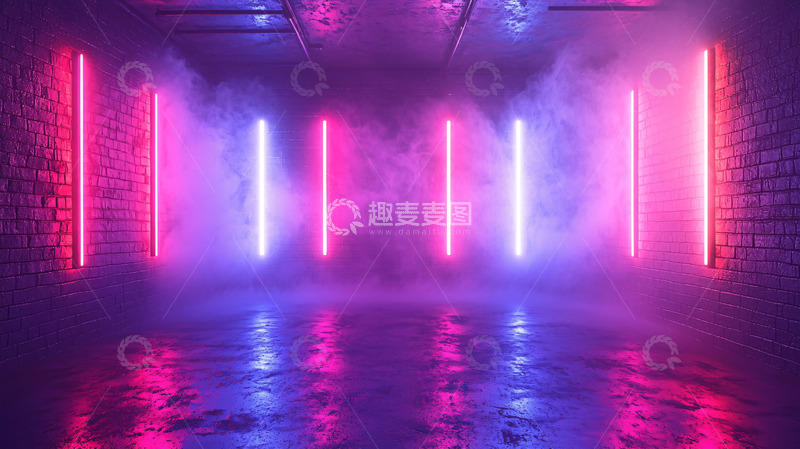 高清大图下载【趣麦麦图】-霓虹灯管房间