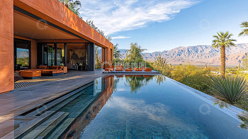 高清大图下载【趣麦麦图】沙漠豪宅泳池