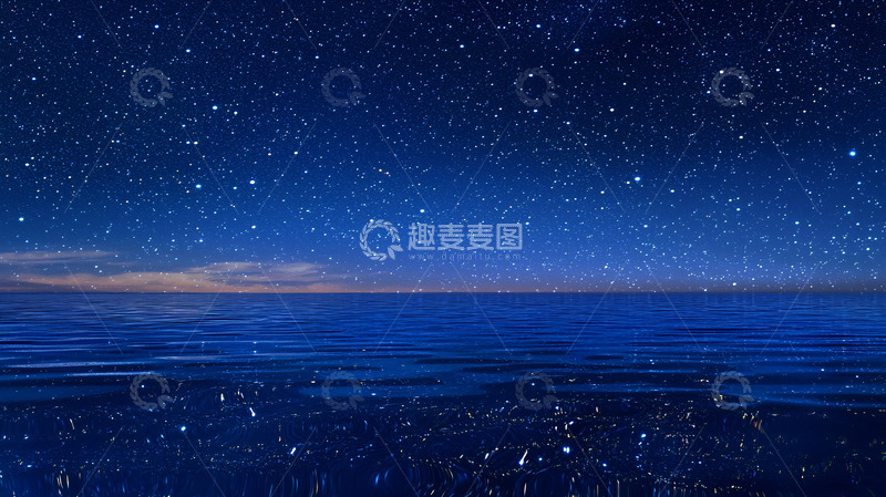 高清大图下载【趣麦麦图】繁星点点海面星空