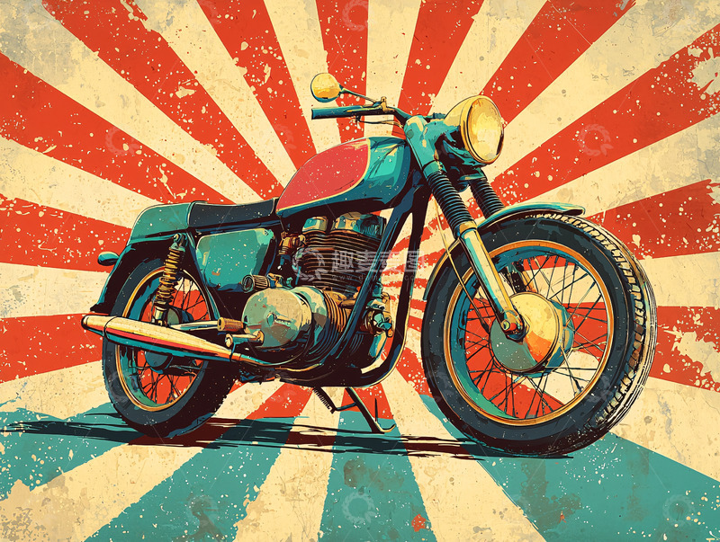 高清大图下载【趣麦麦图】复古摩托车海报