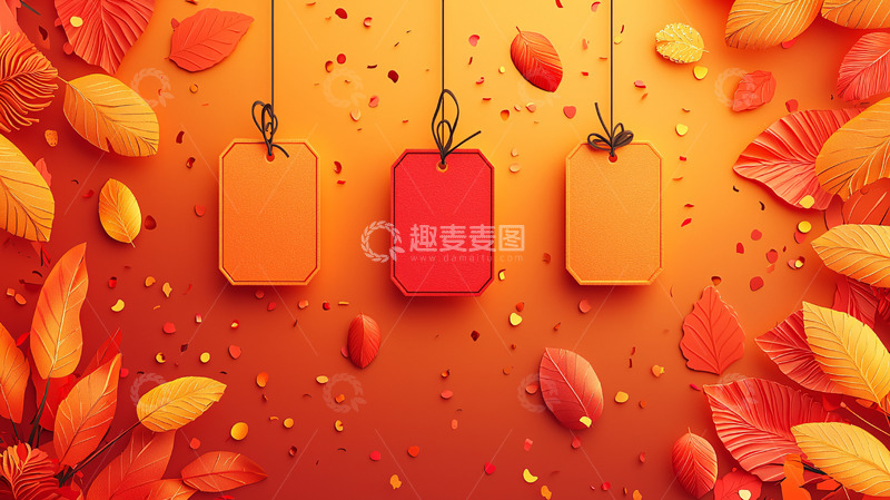 高清大图下载【趣麦麦图】秋季促销标签