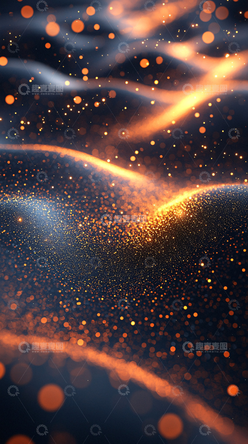 高清大图下载【趣麦麦图】抽象粒子波浪光效背景
