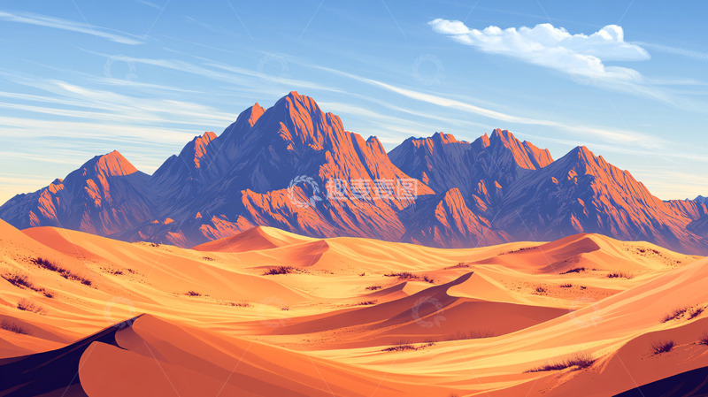 高清大图下载【趣麦麦图】沙漠山脉日落景色