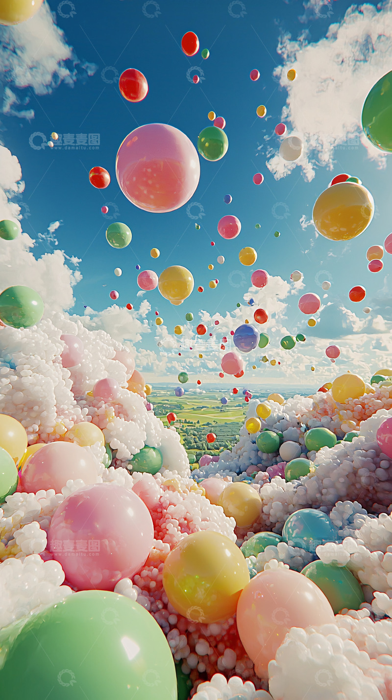 高清大图下载【趣麦麦图】彩色气球梦幻天空