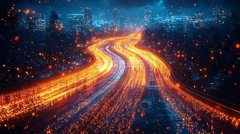 高清大图下载【趣麦麦图】夜景高速公路灯光轨迹