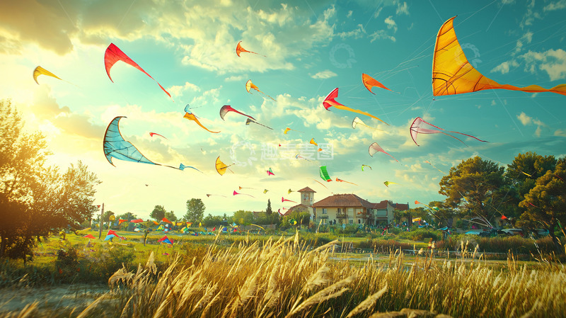 高清大图下载【趣麦麦图】阳光下飞翔的风筝