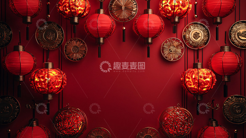高清大图下载【趣麦麦图】红色喜庆中国风背景