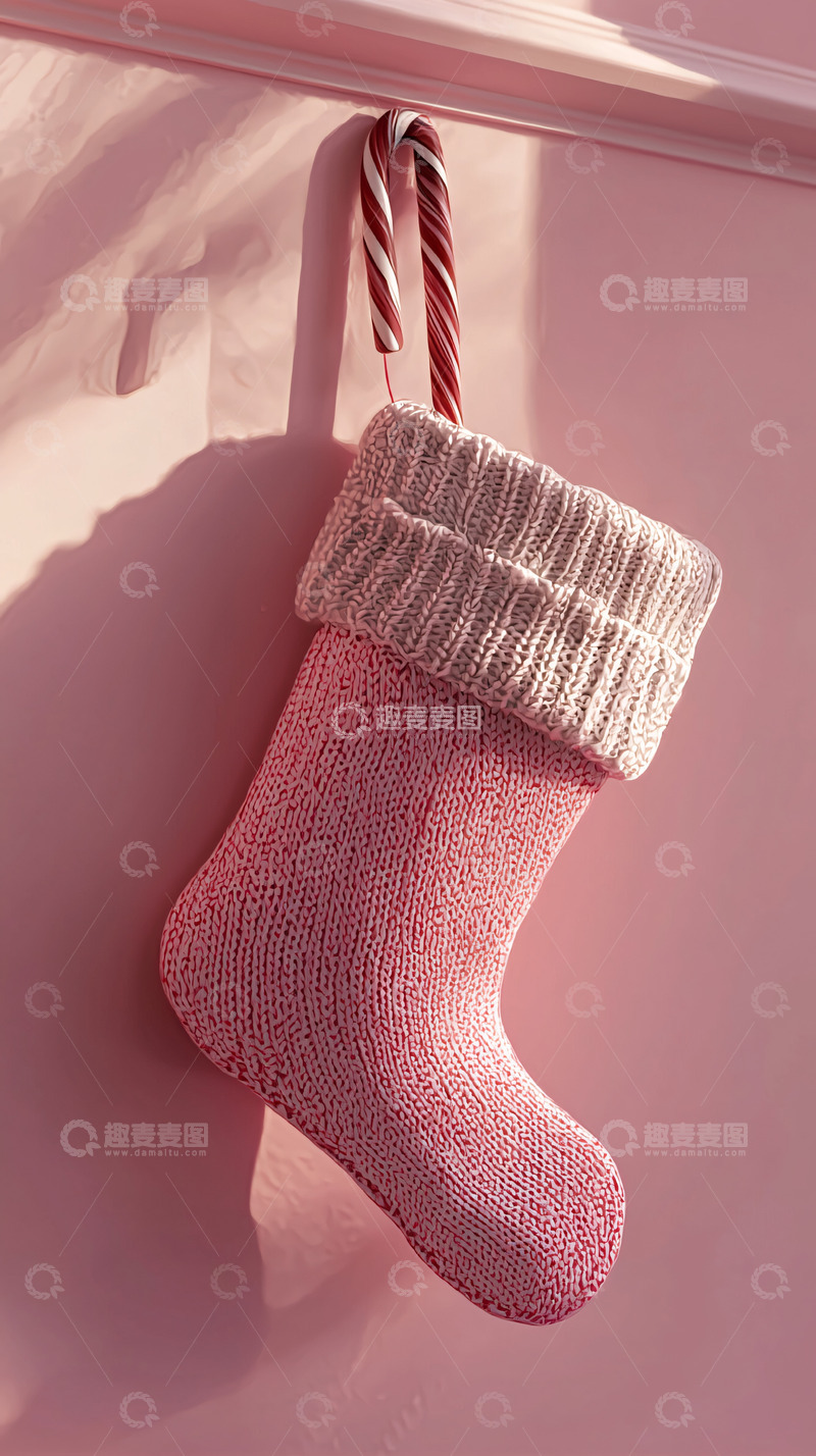 高清大图下载【趣麦麦图】粉色圣诞袜