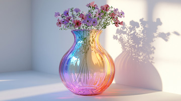 彩虹渐变玻璃花瓶