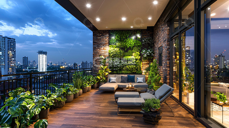 高清大图下载【趣麦麦图】夜景阳台19