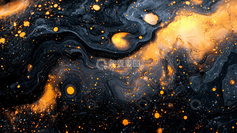 高清大图下载【趣麦麦图】抽象金色墨水