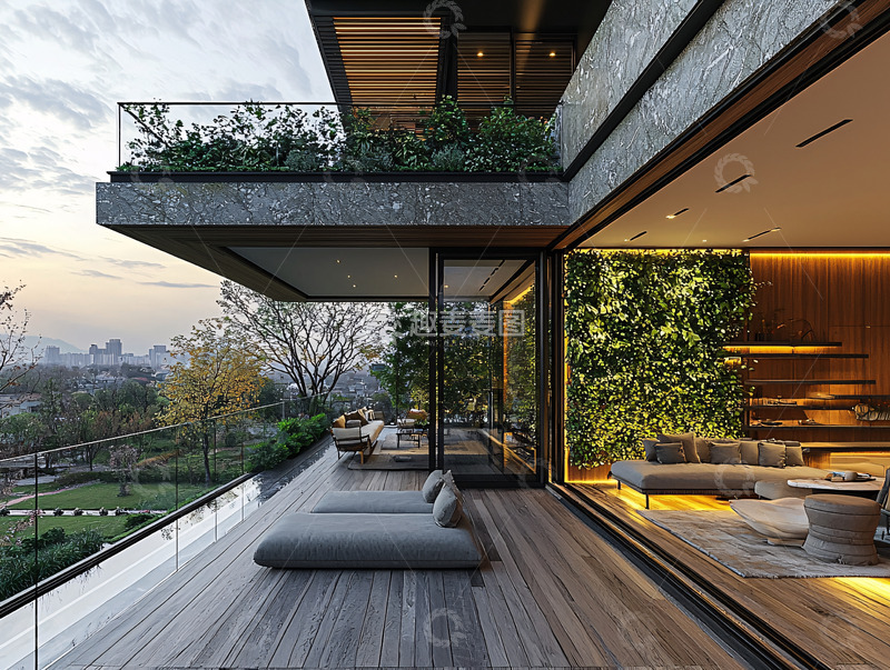 高清大图下载【趣麦麦图】现代别墅夜景