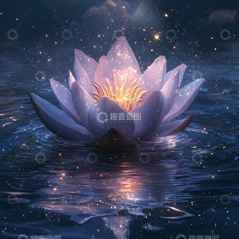 高清大图下载【趣麦麦图】夜空中闪耀的莲花