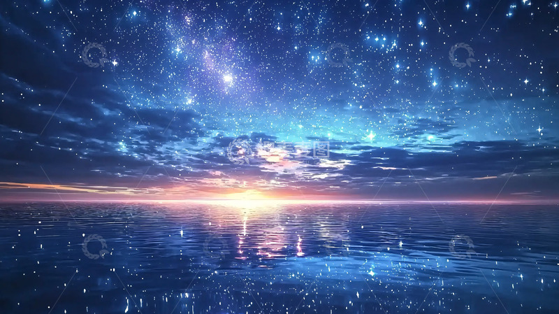 高清大图下载【趣麦麦图】星空大海日出