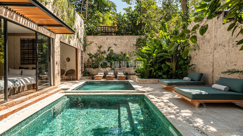 高清大图下载【趣麦麦图】庭院泳池别墅