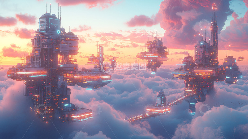 高清大图下载【趣麦麦图】云端未来城市