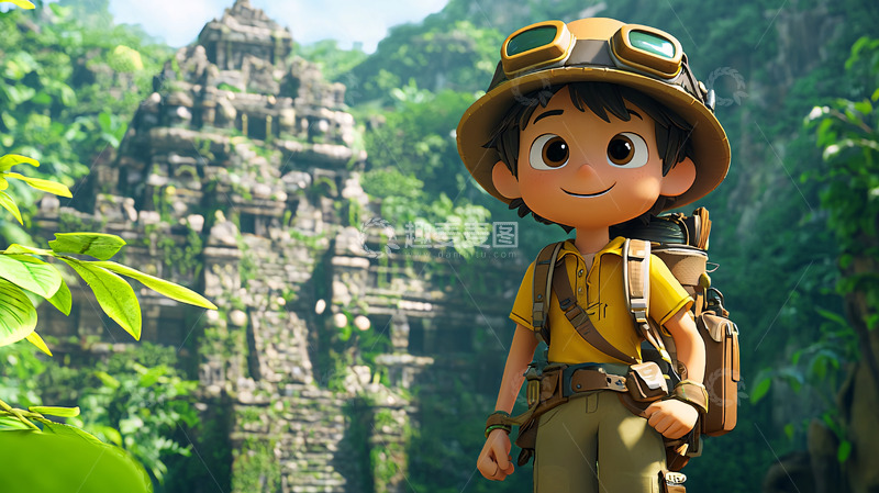高清大图下载【趣麦麦图】丛林探险小男孩