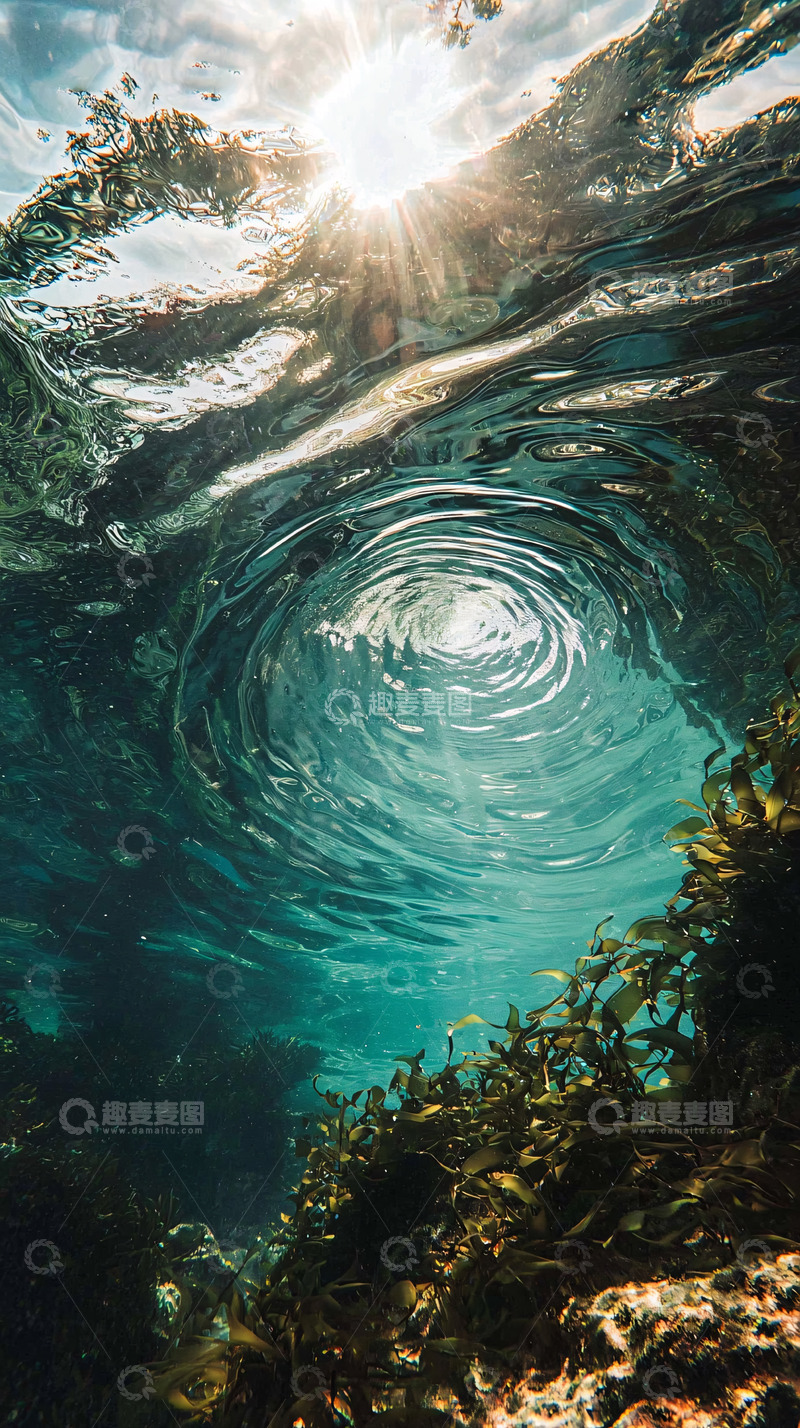 高清大图下载【趣麦麦图】阳光透过海浪