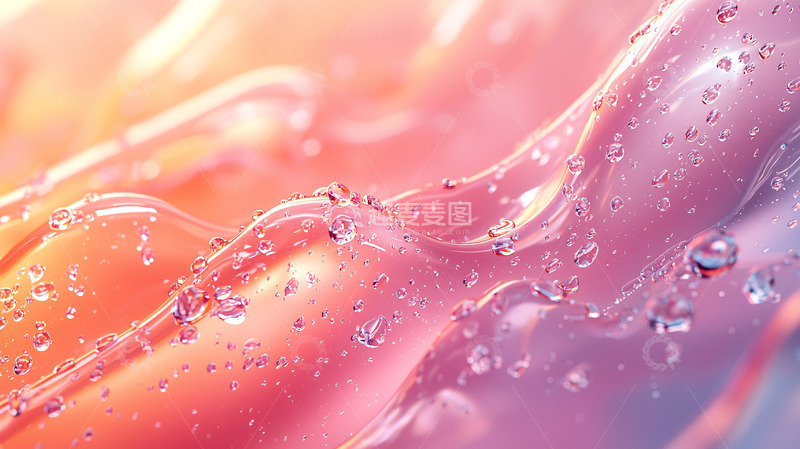 高清大图下载【趣麦麦图】粉色渐变水滴流动