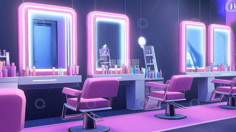 高清大图下载【趣麦麦图】粉色系美发沙龙