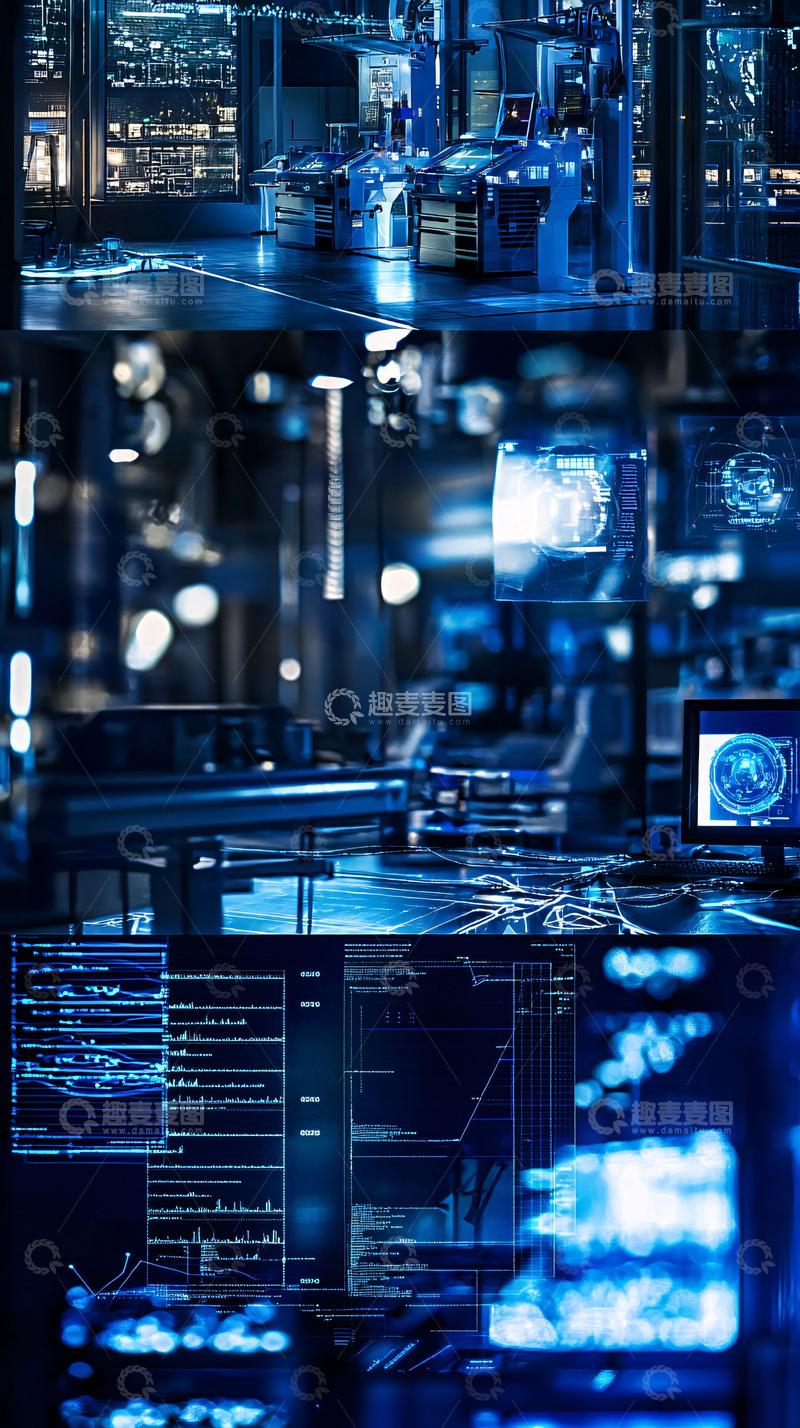 高清大图下载【趣麦麦图】未来科技感蓝色调实验室